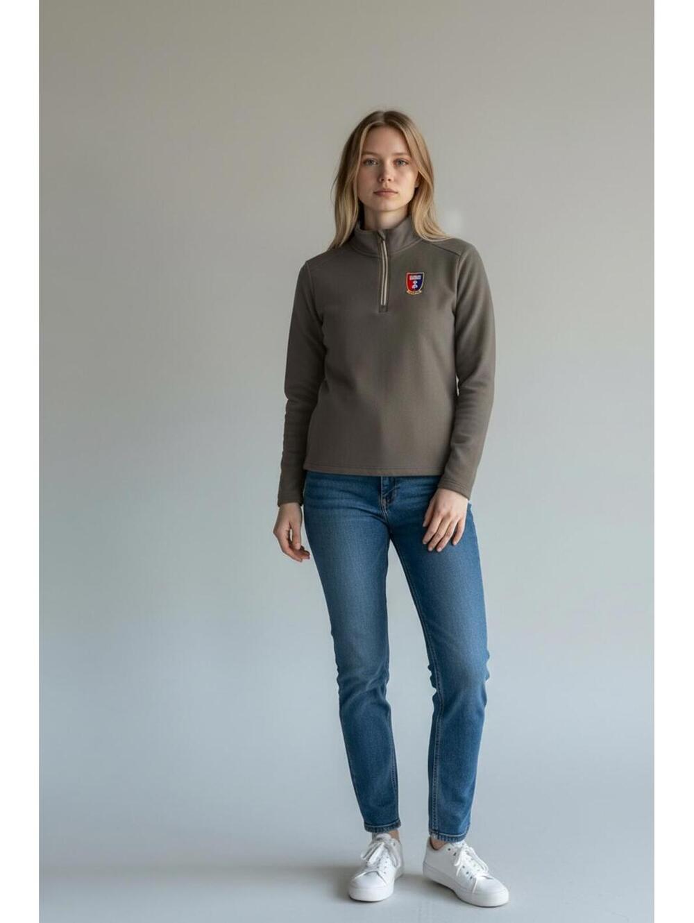 Women’s US Army 3rd Infantry Division Gray 1/4 Zip Pullover, Size Large